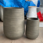 Chậu bầu cao sọc ngang bộ 2